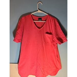 Stefano Basics Womens Hot Pink Short Sleeve Shirt Size L
